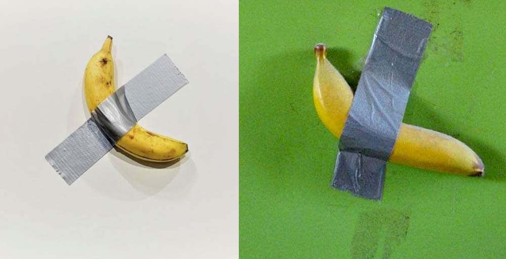 Un artista americano accusa di plagio Cattelan per la banana attaccata al muro